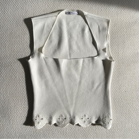 Zara Ivory Sleeveless Top with Cutout Hem & Midi Skirt Set - Picture 3 of 7